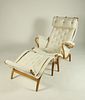 Vintage Bruno Mathsson Pernilla Lounge Chair and Stool, for Dux Sweden
