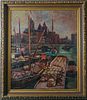 HARBOUR IN AMSTERDAM OIL PAINTING
