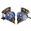 Pair of Hanging Glass Mosaic Candle Holders