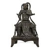 Chinese Bronze Seated Warrior God