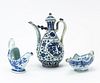 3PCS CHINESE BLUE & WHITE TABLE ARTICLES