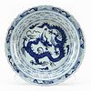 CHINESE BLUE & WHITE YUAN STYLE DRAGON CHARGER