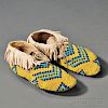 Plains Cree Beaded Hide Moccasins