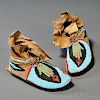 Pair of Plateau Pictorial Beaded Hide Moccasins