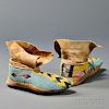Pair of Plateau Beaded Hide Moccasins