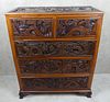 OLD CHINESE CAMPHORWOOD CARVED TALL CHEST