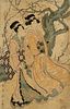 19th C Kikugawa Eizan 'Holding Hands' Japanese Woodblock