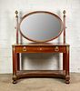 Regence Brass and Wood Inlaid Mirror Vanity Stand