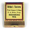 1933 Old Gold Beer Feature Full Matchbook WI-REEDS-2 E. A. Behn's Tavern Reedsburg. Reedsburg, Wisconsin