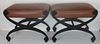 Pair of Upholstered Neoclassical Style Iron