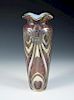 An Art Nouveau style iridescent glass vase with silver overlay, the slender form with flared rim, un