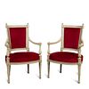 PAIR OF UPHOLSTERED FRENCH FAUTEUILS