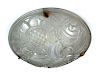 An Art Deco Muller Freres moulded glass plafonnier, the frosted glass bowl with stylised flowers and