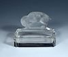 Chevre, a René Lalique glass ashtray, the rectangular dish with canted corners, the goat with traces