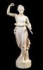 19TH C. FEMALE WITH FLUTE MARBLE SCULPTURE