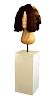 § Edward Lipski, (b.1966), Wig Head, fibreglass with horsehair mounted to a white pedestal base, hei