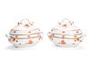 PAIR, HEREND RUST CHINESE BOUQUET LIDDED TUREENS