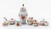 7PC HEREND RUST CHINESE BOUQUET SMALL VESSELS