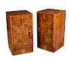 A pair of Art Deco walnut bedside cupboards, each with single drawer above cupboard base 66 x 36½ x