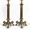 PAIR, CHELSEA HOUSE EMPIRE-STYLE BRASS TABLE LAMPS