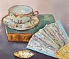 § Gilly Garrison (British, 20th Century) The Noritake Cup signed oil on board 26 x 30cm (10 x 12in)