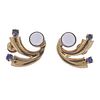 Retro 14k Gold Moonstone Sapphire Earrings