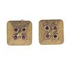 14k Gold Ruby Square Button Earrings