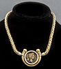 18K Yellow Gold Ancient Greek Coin Style Necklace