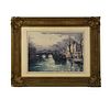 Manuel Robbe 'Le Pont Neuf' Signed Color Aquatint
