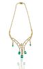 18KT GOLD, DIAMOND AND EMERALD NECKLACE