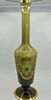 LARGE OVERLAY GREEN GLASS VASE WITH GOLD ENAMEL ACCENTS