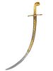 AN OTTOMAN GOLD HORN-HILTED STEEL SWORD