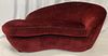 After VLADIMIR KAGAN Curved Chaise Lounge Burgundy 