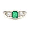Art Deco Platinum Diamond Emerald Engagement RingÂ 