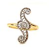 Platinum And Gold Diamond Art Nouveau Ring
