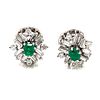 Art Deco Emerald & Diamond Earrings Â 