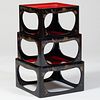 Japanese Black and Red Lacquer and Parcel-Gilt Three-Tier Stand
