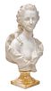 19th C. French White Marble Bust on Sienna Marble Socle