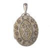 A late Victorian silver locket and collar. The oval-shape locket, with engraved and applied floral d
