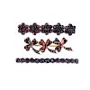 A selection of three garnet and red paste brooches. To include a three-leaf clover line brooch, a cl