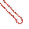 A selection of coral jewellery. To include three coral bead necklaces, a branch coral necklace, two