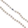 Four cultured pearl necklaces. To include two long-length pink cultured pearl necklaces, the pearls