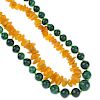 A large selection of gem jewellery. To include a selection of malachite bangles, a modified amber fr