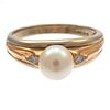 Cultured Pearl, Diamond, 14k Yellow Gold Ring