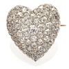 Edwardian Diamond, Platinum, 18k Heart Pin Pendant
