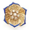 Diamond, Enamel, 14k Flower Pendant