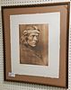 FRAMED PHOTOGRAVURE "A ZUNI GOVERNOR" FROM ORIG 1925 E CURTIS PHOTO BY SUFFOLK ENG CO, CAMBRIDGE MASS 23 1/2" X 19"