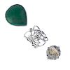 A selection of gem-set jewellery. To include twenty-four rings one with a pear-shape malachite and t