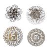 A selection of silver and white metal filigree jewellery. To include a brooch in the shape of two fe