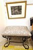 METAL BASE BENCH21"H X25.5"W X17"D & FRAMED LITHO IN THE MOMENT ART WERGER